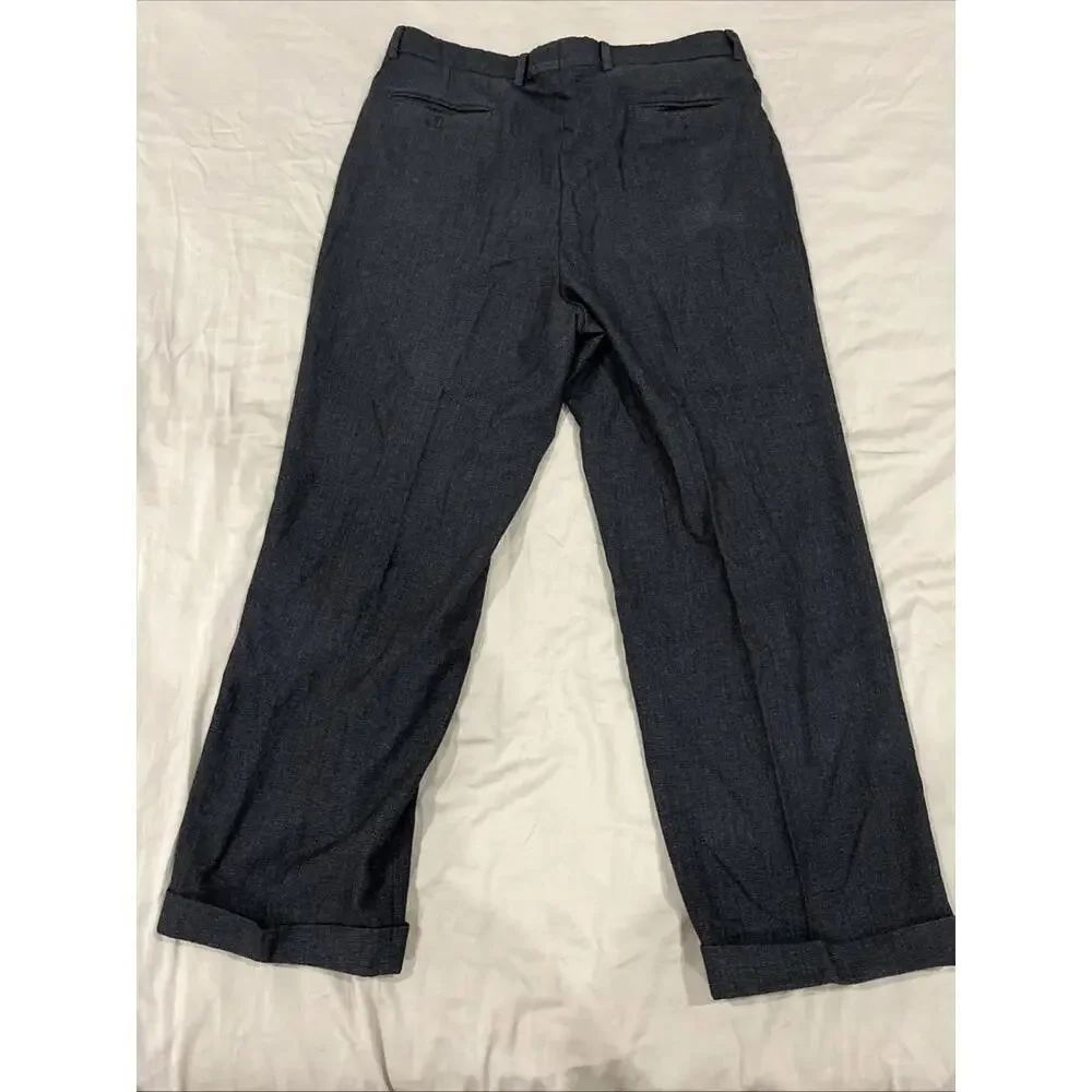 GORGEOUS SAINT CROIX MENS DRESS PANTS 36x27 CHARCOAL 100% WOOL MADE IN ITALY VGC